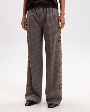 Twinset Brown wool trousers with embroidery 262TP2631