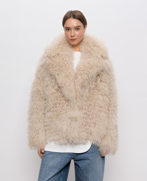 Simonetta Ravizza Beige reversible Manchester jacket with sheepskin F06JA425MG3