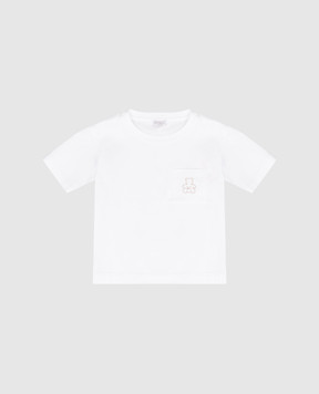 Brunello Cucinelli Children's white T-shirt with embroidered monogram logo B0B13TS01S