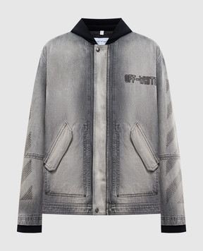 Off-White Grey insulated denim jacket with hood 44MYE09MS26D002
