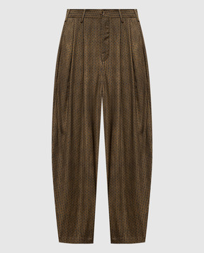 UMA WANG Brown pants with a geometric pattern UW3056