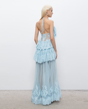 Montsand Blue lace dress with an open back D349