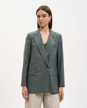Max Mara Green double-breasted wool and silk jacket MXMALBATA