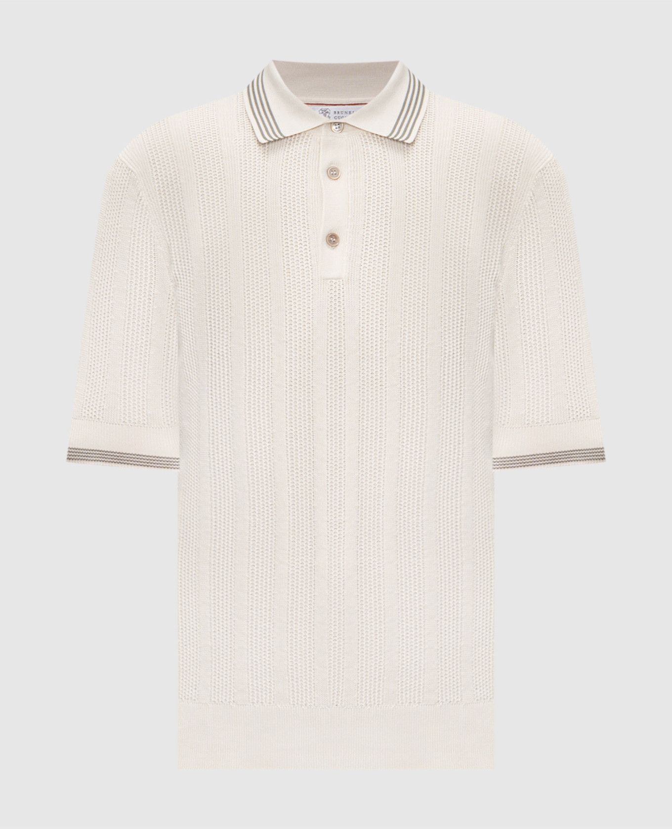 Ivory polo with contrast stripes
