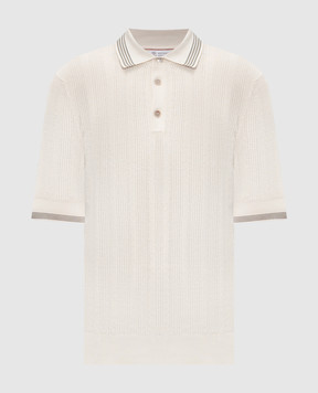 Brunello Cucinelli Ivory polo with contrast stripes M29204205P