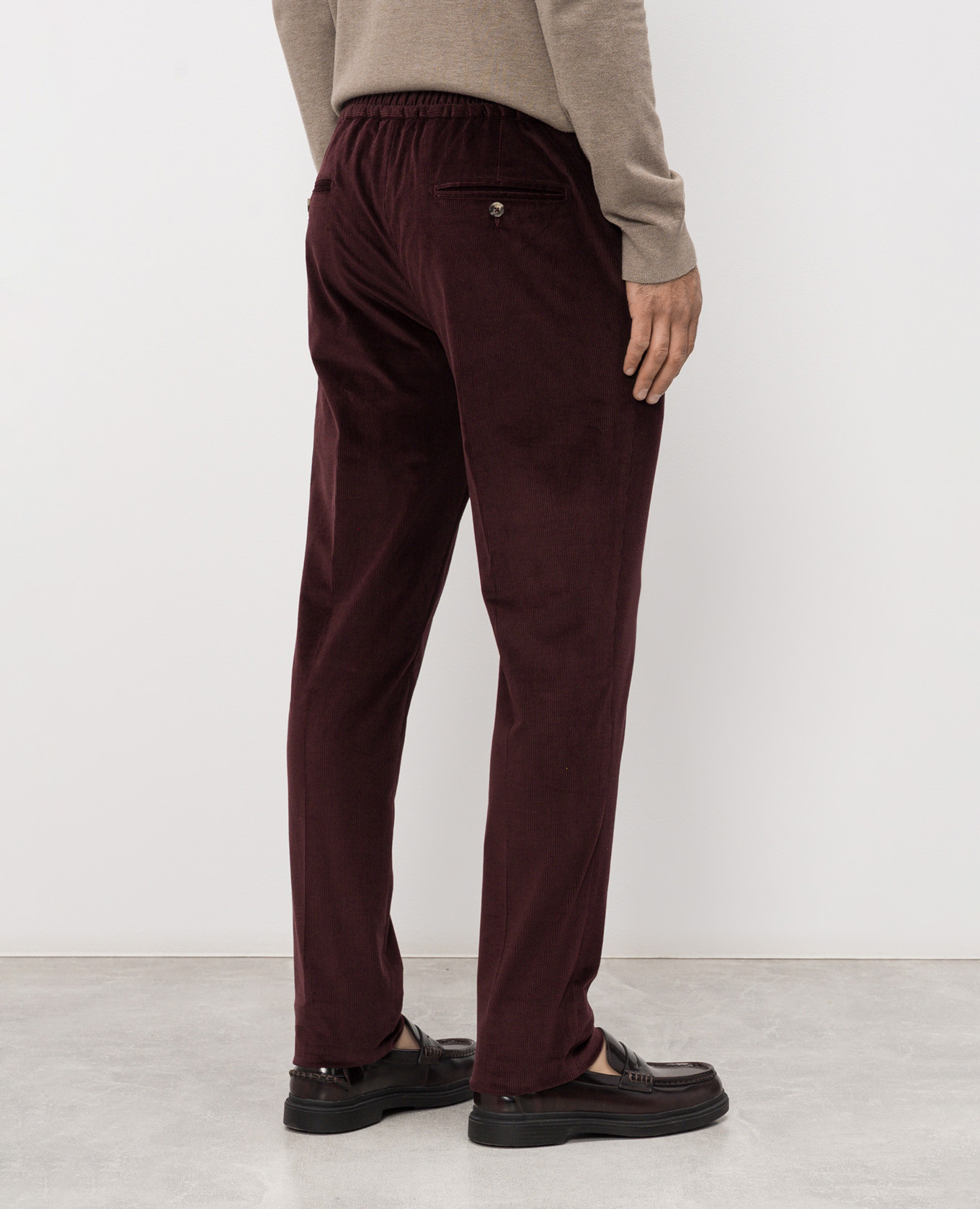 Burgundy corduroy pants with wool ISAIA 4