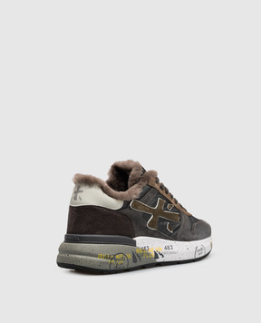 Premiata Mick grey fur-trimmed sneakers MICK8432M