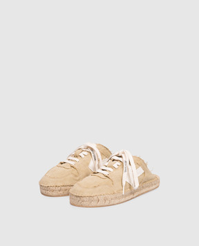 Off-White Beige mule sneakers with logo patch OMIB00AS26FAB001
