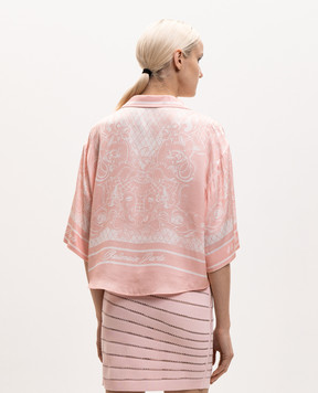 Balmain Pink cropped Foulard blouse HF1ALB35VJ12