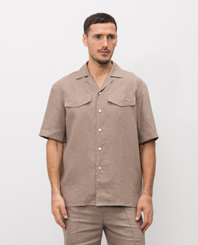 ISAIA Brown linen shirt CAM223P9110