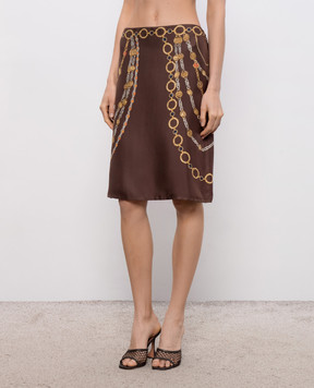 Versace Brown printed silk skirt 10246901A17952