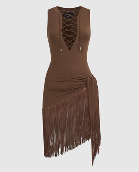 Taller Marmo Brown Sahara swimsuit with sarong skirt PF2677