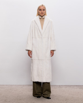 Vincenzo Loffredo White elongated mink fur coat VIS022AN26B