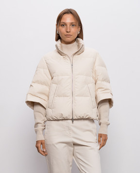 Peserico Beige down jacket with monil chain A2412203182