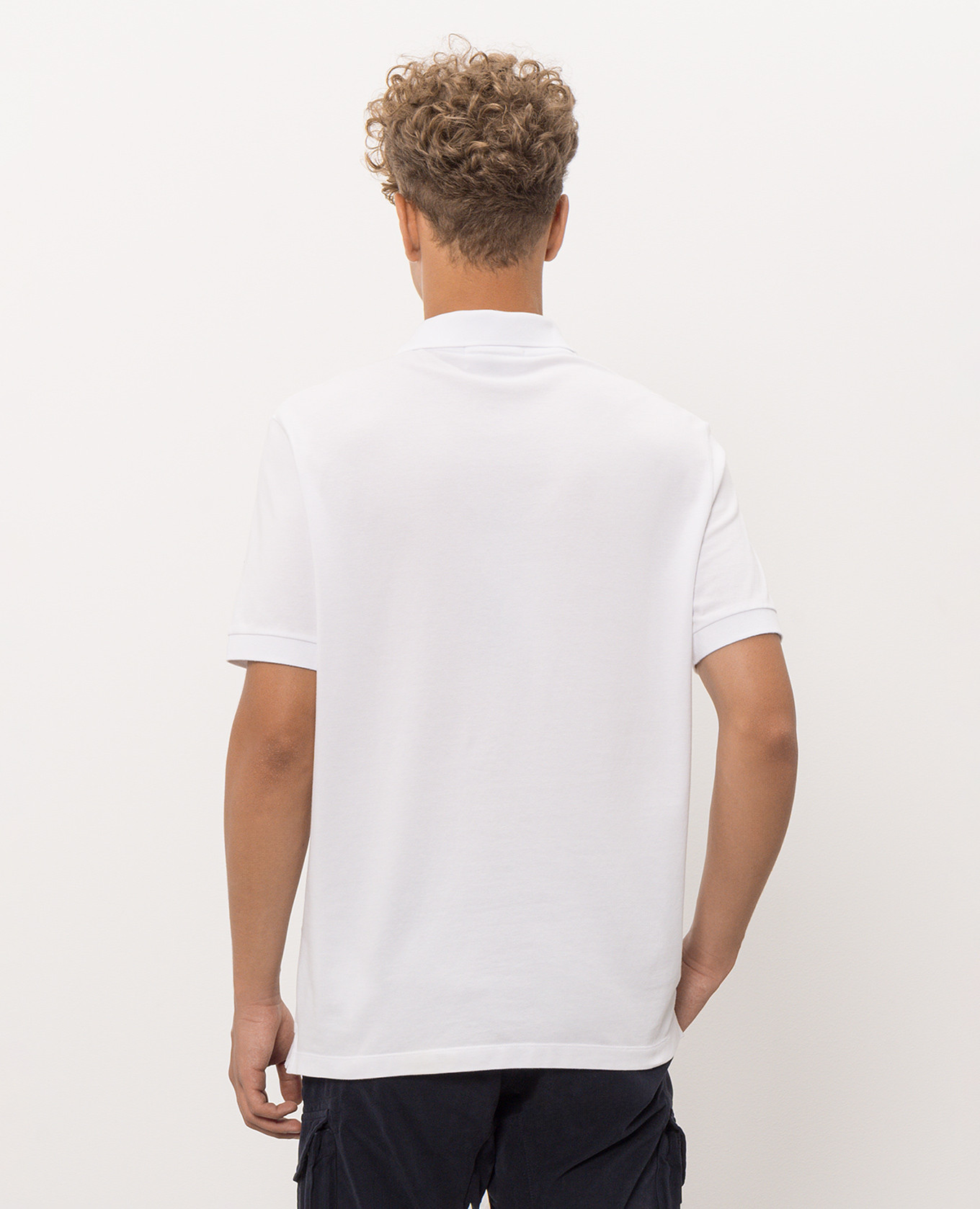 White polo shirt with logo patch Stone Island 4