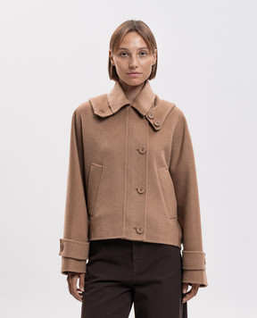 Twinset Beige cropped coat with wool 262TP2010