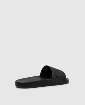 Stefano Ricci Black leather sliders UG31G760VD