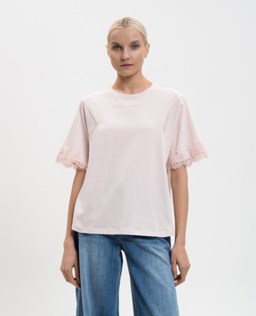 Twinset Pink T-shirt with lace 261TP2110