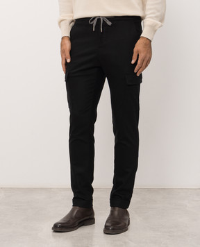 Marco Pescarolo Black wool and cashmere cargo pants TOR5429