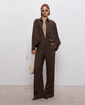 Brunello Cucinelli Brown shirt with wool MP542M1S06