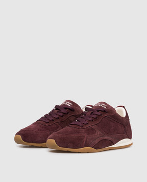 Stuart Weitzman Burgundy suede Scout sneakers with logo SM626