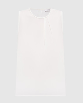 Peserico White silk top with monil chain A0863407325