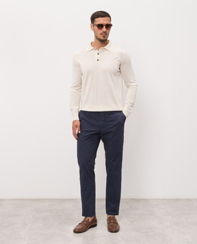 ISAIA Beige wool, silk and cashmere polo shirt MG8087Y0374