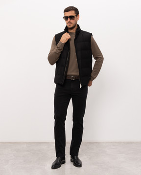 Stefano Ricci Black wool and cashmere down vest MDJ63002105803