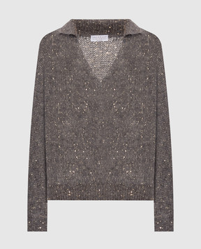 Brunello Cucinelli Gray alpaca wool pullover MMS579705P