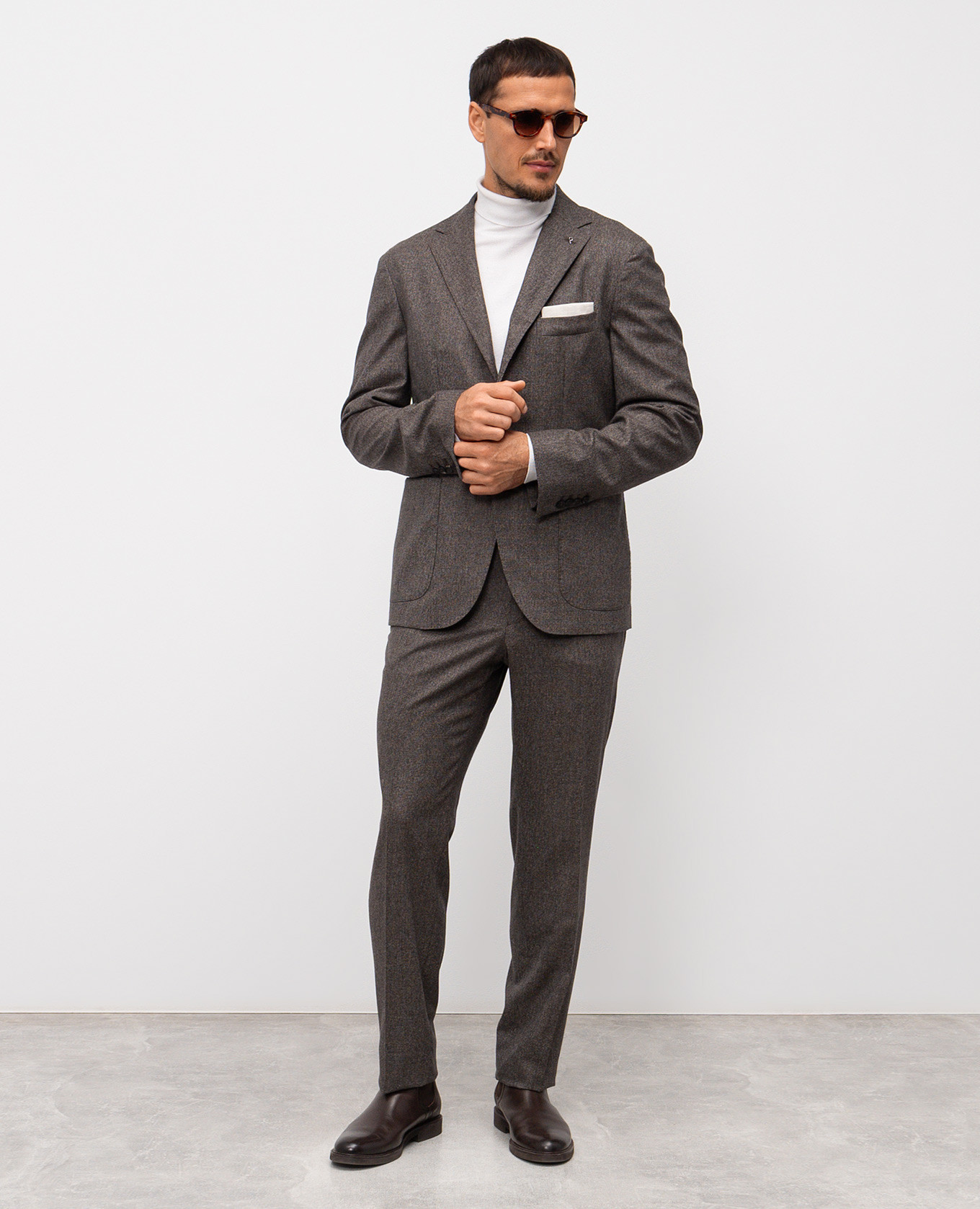 Brown wool pants with a pattern Peserico 2