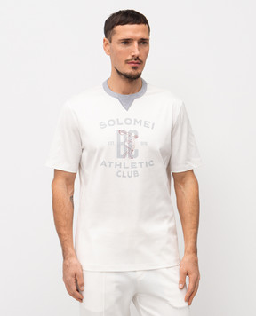 Brunello Cucinelli White T-shirt with branded print M0B131001G