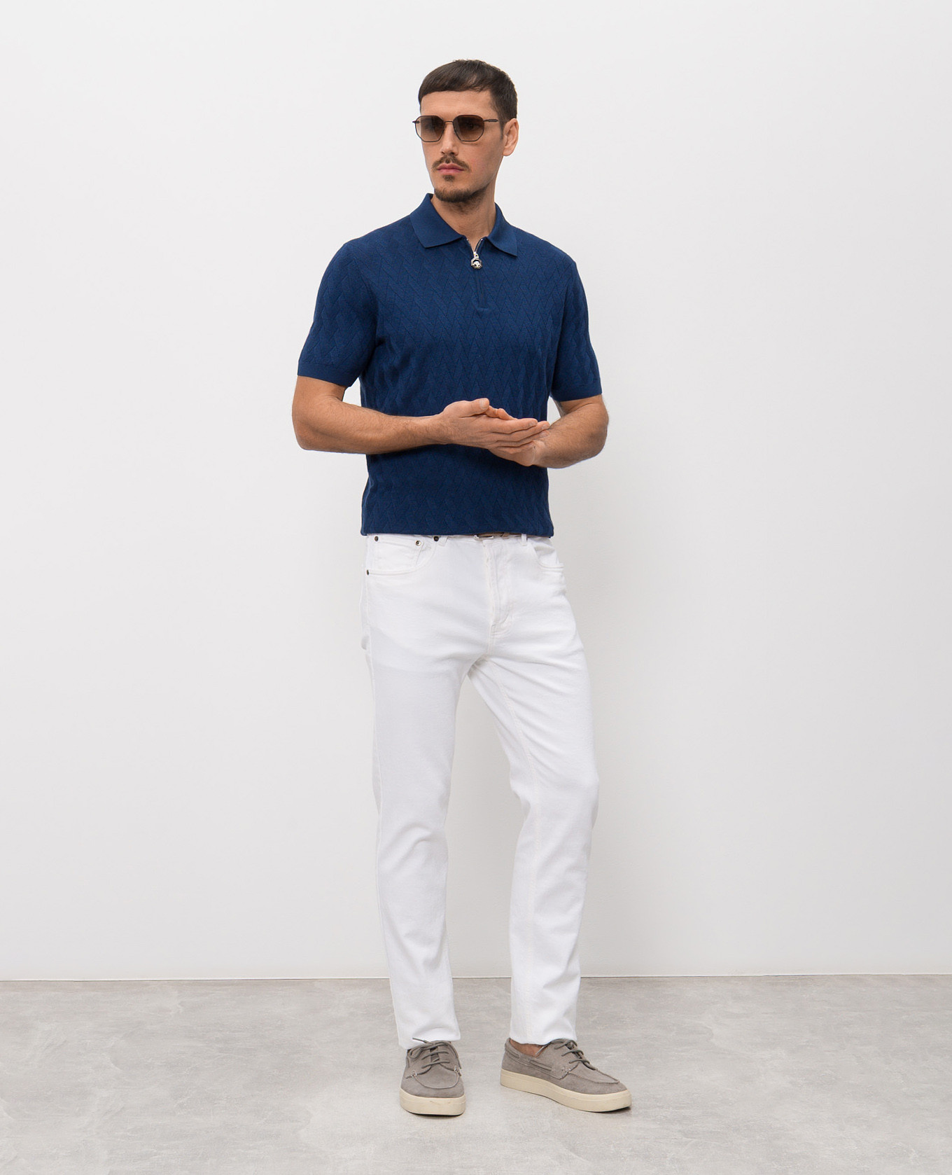 

Blue polo with silk Stefano Ricci