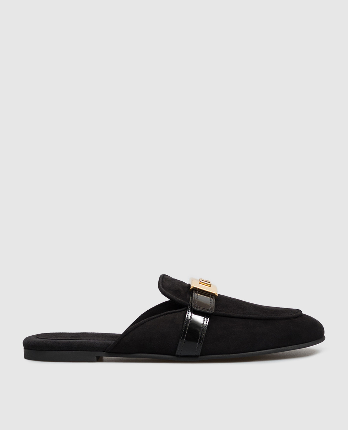 Black suede mules