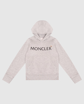 Moncler ENFANT Children's gray insulated hoodie with logo print L29548G00016899PS