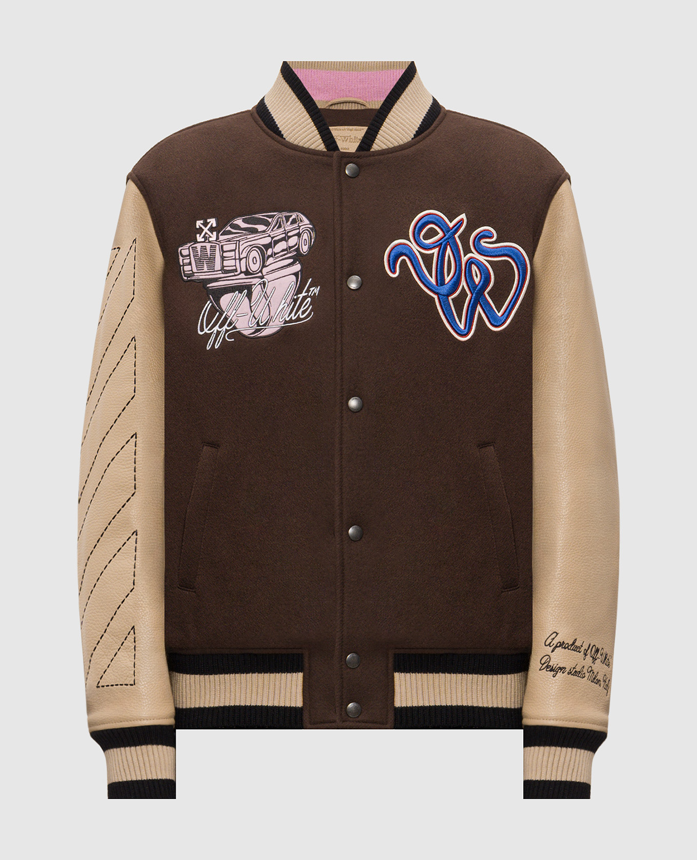 Brown bomber jacket with wool Off-White