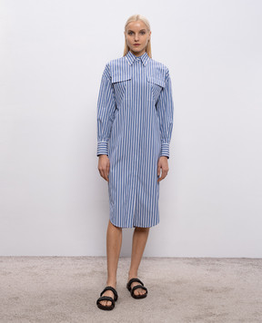 Brunello Cucinelli Blue striped shirt dress MH749A5465