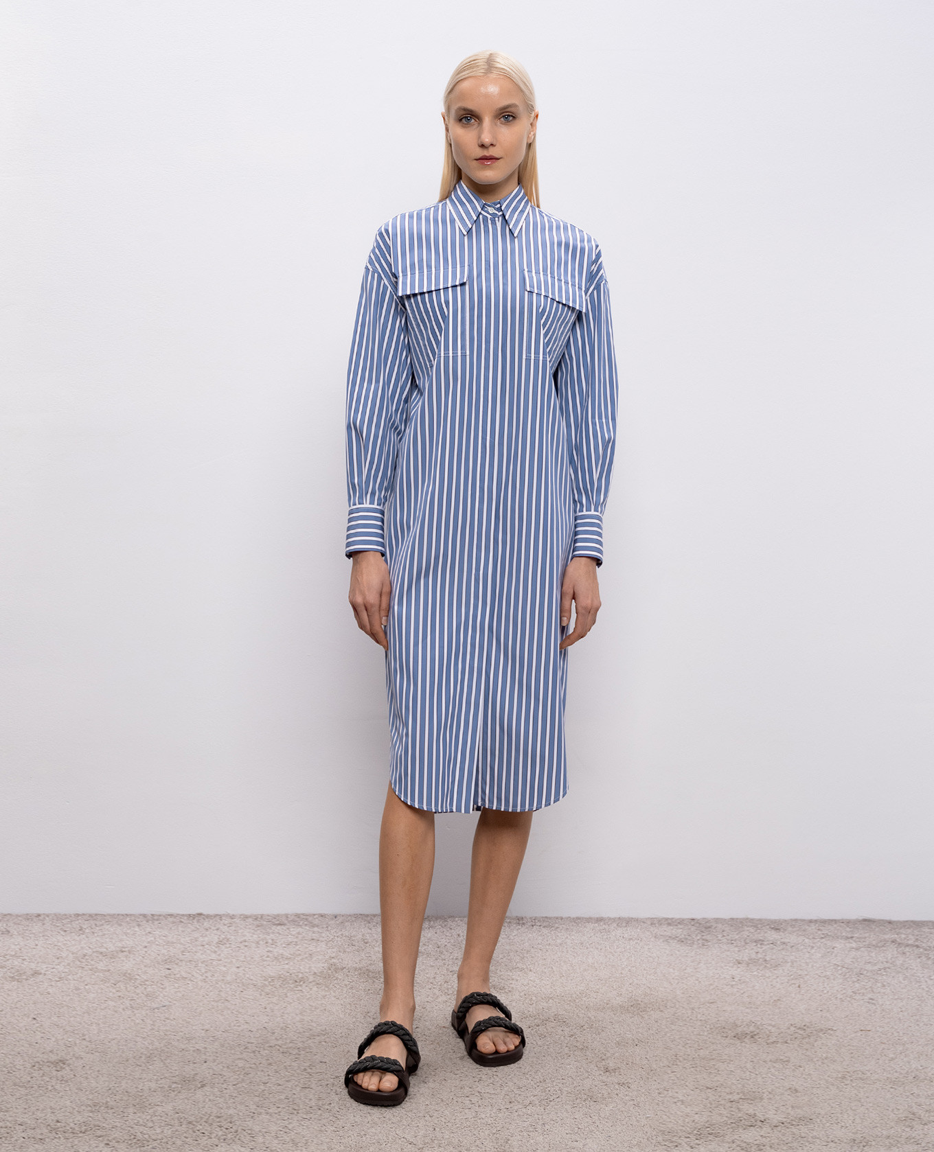 

Blue striped shirt dress Brunello Cucinelli