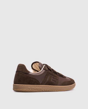 Balmain Brown leather Swan sneakers HM1VJ423LBEW