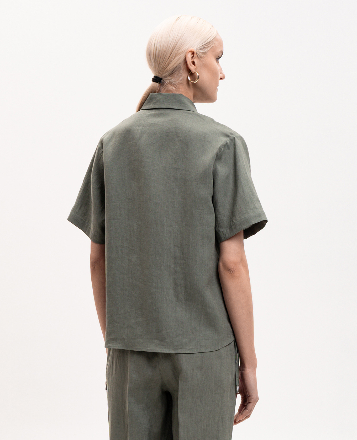 Green linen shirt Peserico 4