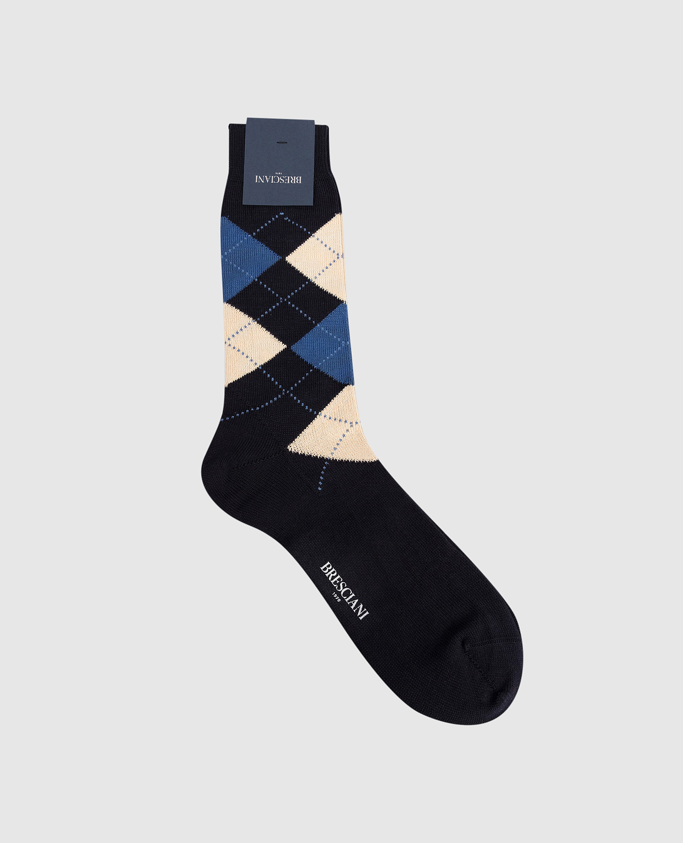 Navy blue socks with geometric pattern