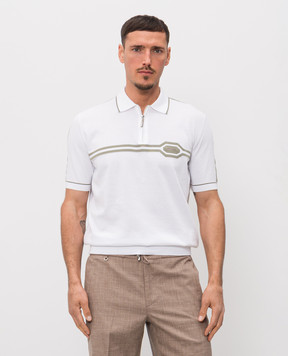 Stefano Ricci White silk polo with contrast stripes K818119P31F26285