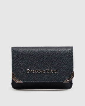 Stefano Ricci Blue leather cardholder with metal logo PP459MG9PMRSN