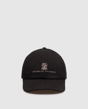 Brunello Cucinelli Black cap with logo embroidery M252D9850
