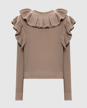 Twinset Brown sweater with ruffles 262TT3200