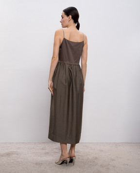 Peserico Brown midi dress with chain A025101979A