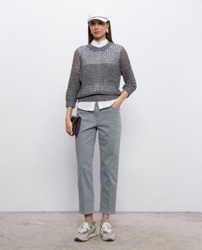 Peserico Grey jeans with logo patch A04621L7504953