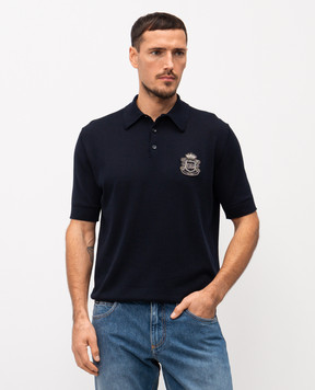 Dolce&Gabbana Blue cotton polo shirt with monogram logo GXZ02ZJBCIU