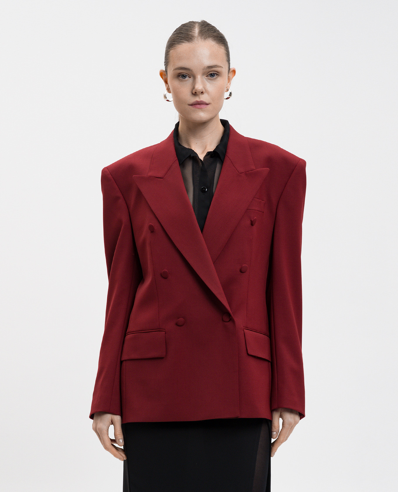 Burgundy double-breasted wool jacket Jacob Lee 3