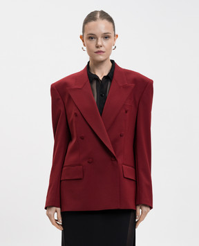 Jacob Lee Burgundy double-breasted wool jacket WWB2060AW25OVERNR