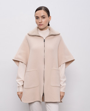 Peserico Beige wool and cashmere cape S22060E3194B